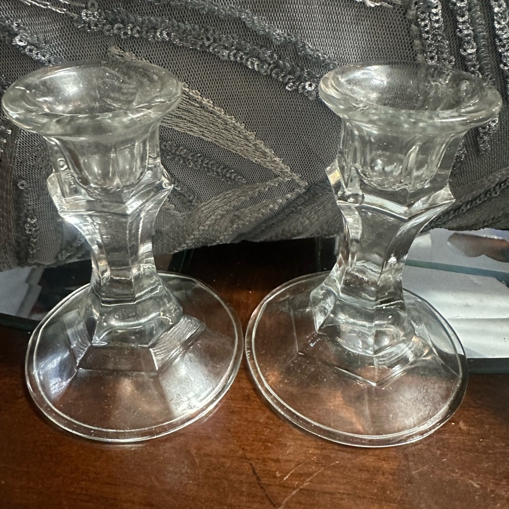 Elegant Clear Glass Candle Holders